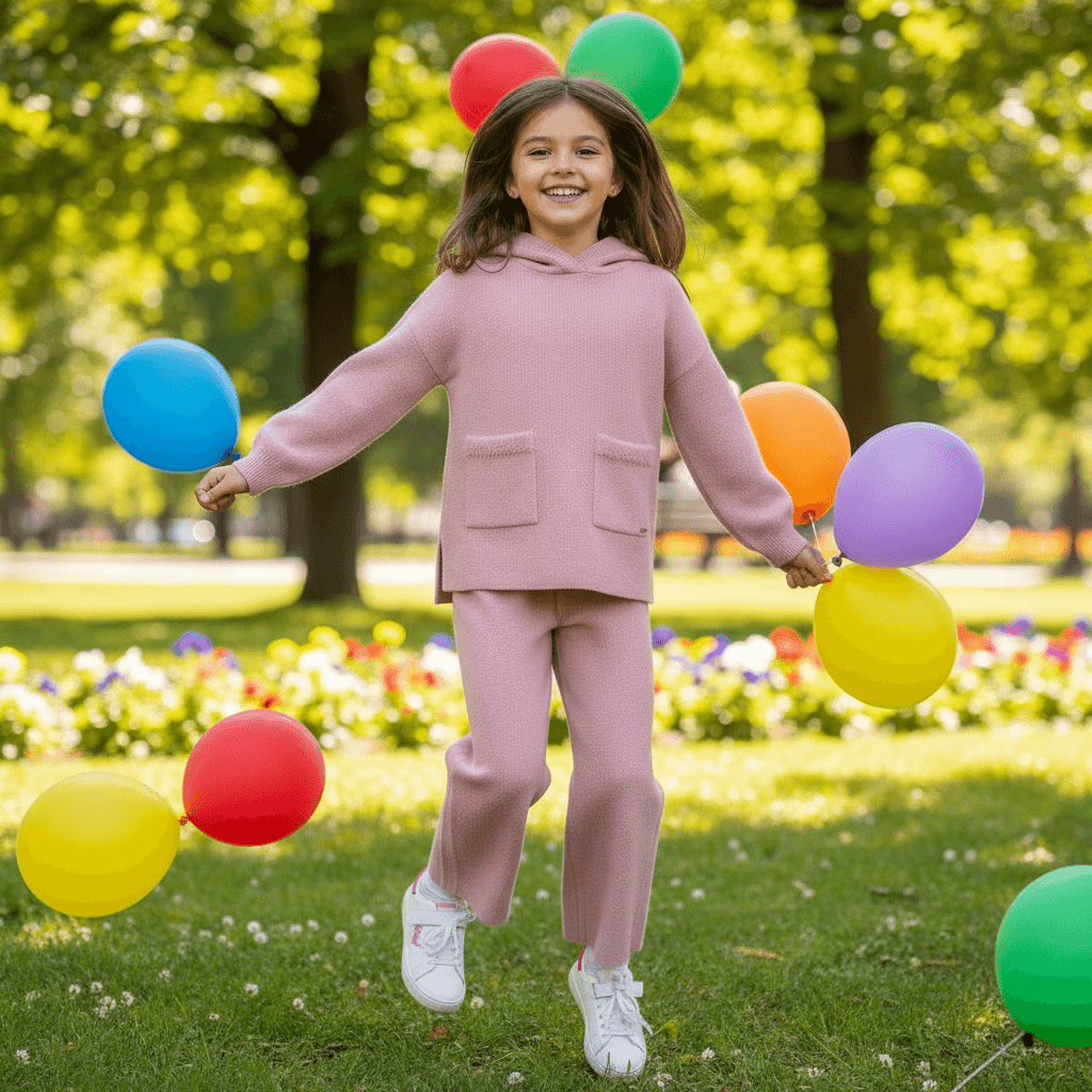 Completo Tuta MAYORAL tricot cipria con palloncini