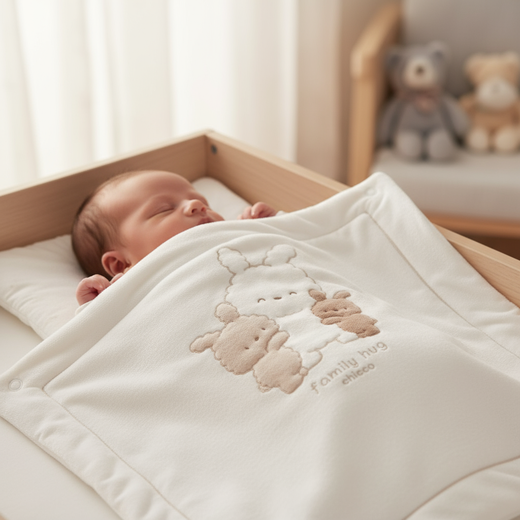 Coperta CHICCO in ciniglia sfoderabile tema coniglietto