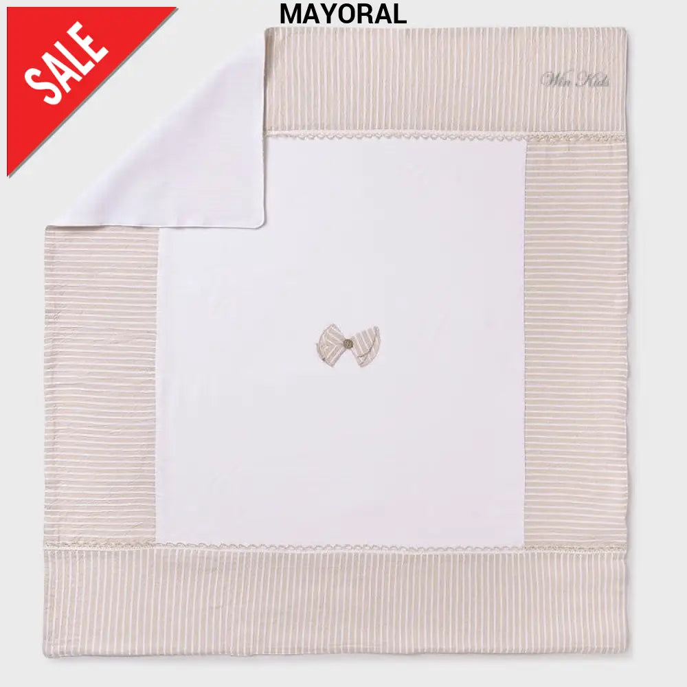 Coperta MAYORAL in cotone bianco e beige da passeggino o culla piccola Beige / Taglia unica Coperte