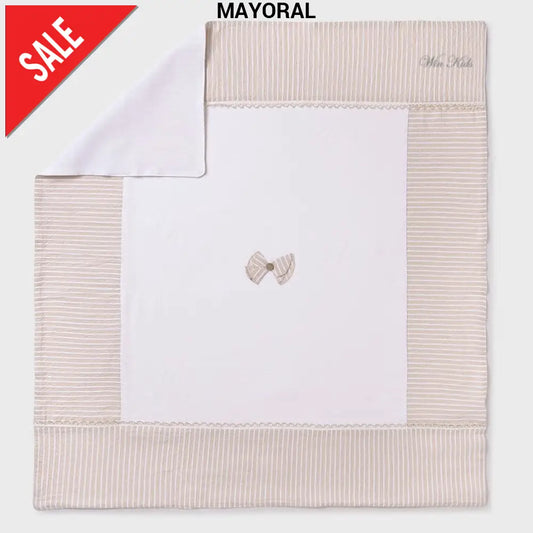 Coperta MAYORAL in cotone bianco e beige da passeggino o culla piccola Beige / Taglia unica Coperte