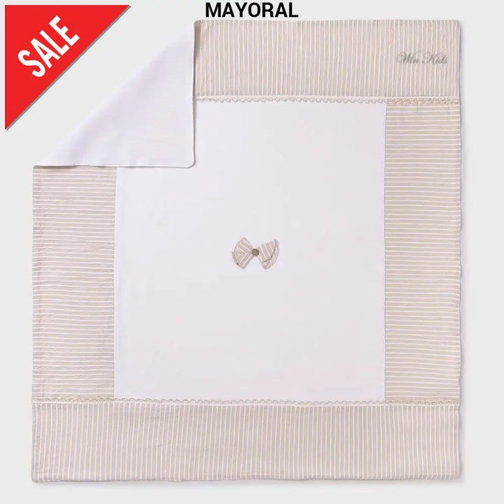 Coperta MAYORAL in cotone bianco e beige da passeggino o culla piccola Beige / Taglia unica Coperte