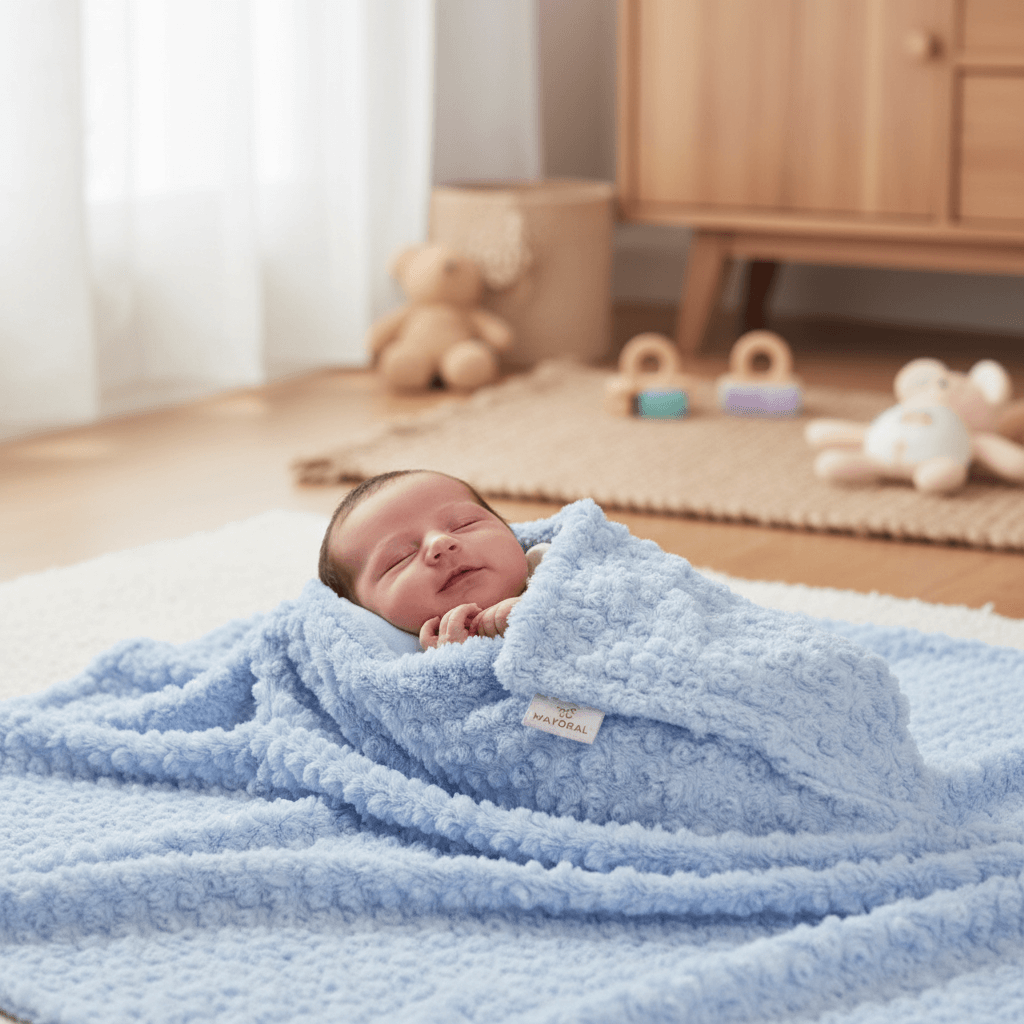 Copertina pellicciotto MAYORAL azzurra con neonato