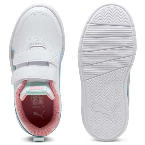 Scarpe PUMA Courtflex V3 bianca rosa verde acqua dal 23 al 27