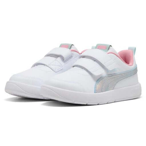 Scarpe PUMA Courtflex V3 bianca rosa verde acqua dal 23 al 27