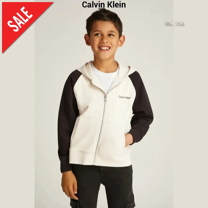 Felpa CALVIN KLEIN in cotone con cappuccio e zip 4 anni - 16 anni Felpe