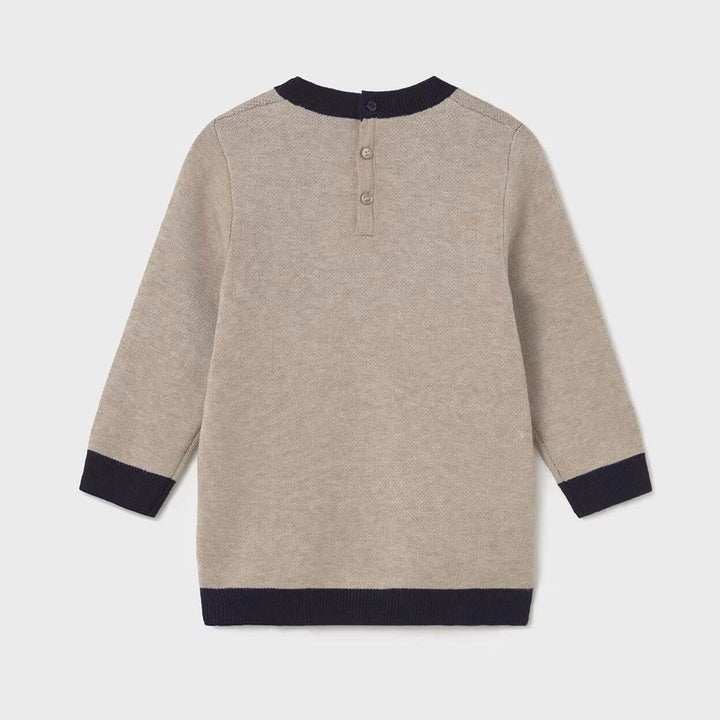 MAYORAL dress in beige and blue bow print knit