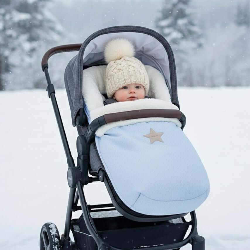 Forro de carrinho de bebê MAYORAL em pele, azul claro