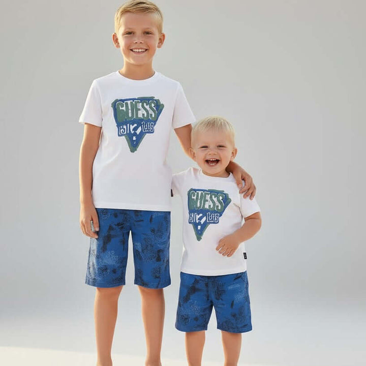 Completo GUESS t-shirt e bermuda bluette 3 mesi - 8 anni