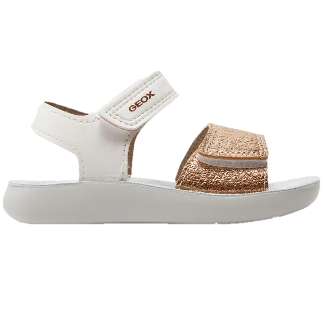 Sandali bambina bianco oro con strappi logo GEOX – Win Kids