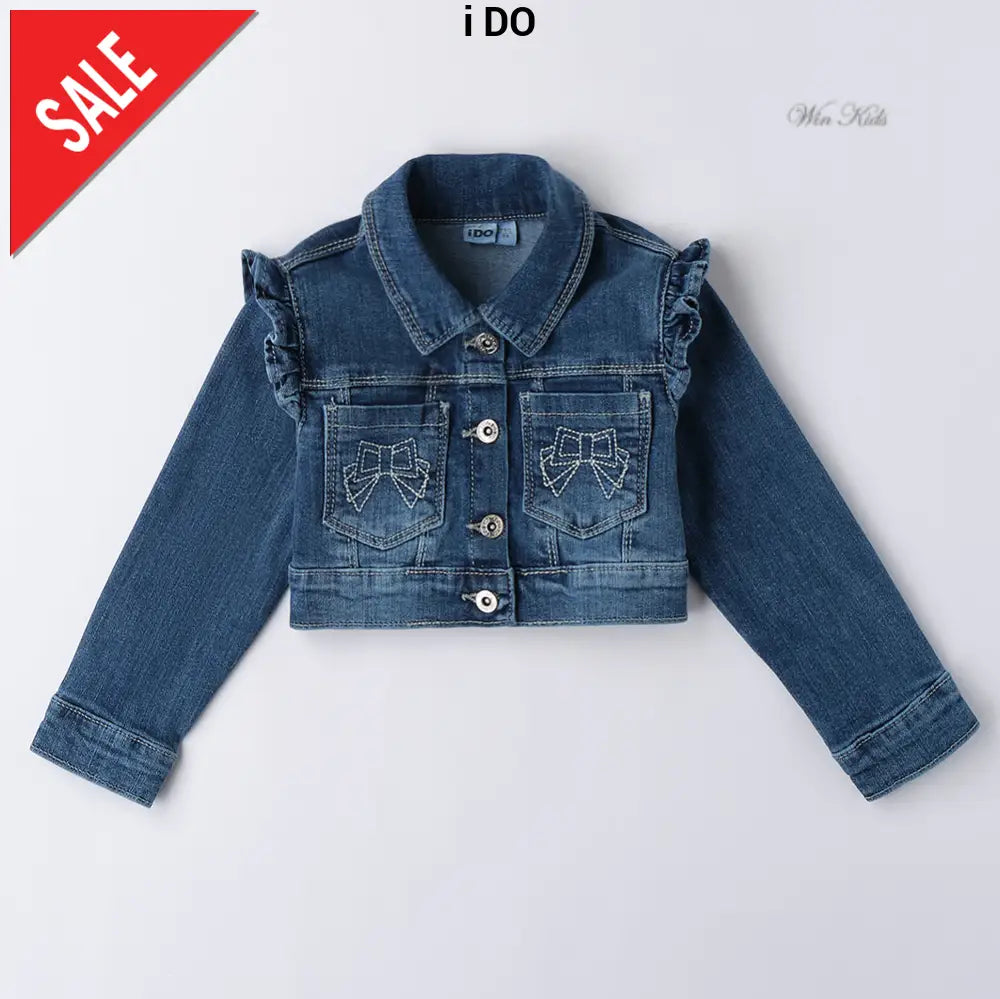 Giubbotto i DO bambina in jeans corto dalla 18mesi alla 8anni Giubbotti