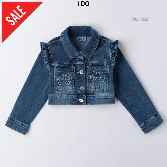 Giubbotto i DO bambina in jeans corto dalla 18mesi alla 8anni Giubbotti