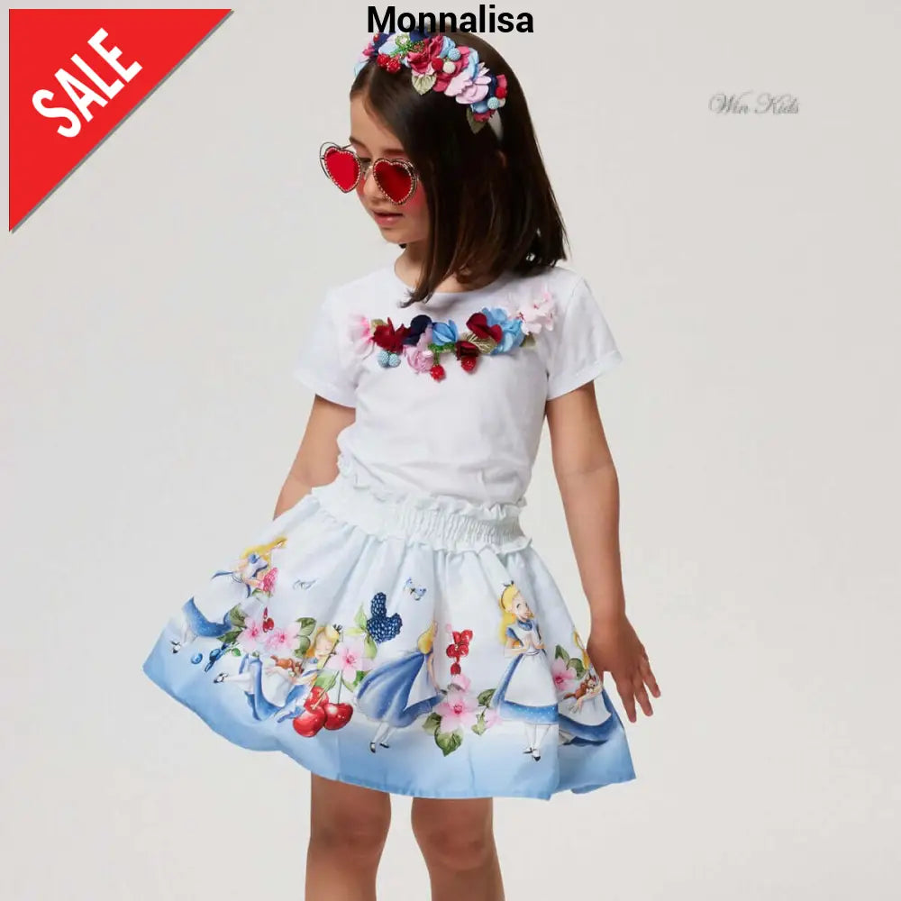 Gonna MONNALISA rasatello fantasia ALICE 2 anni - 10 anni Gonna