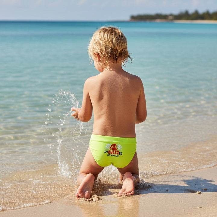 Costume GUESS giallo fluo con logo sul retro 3 mesi - 8 anni