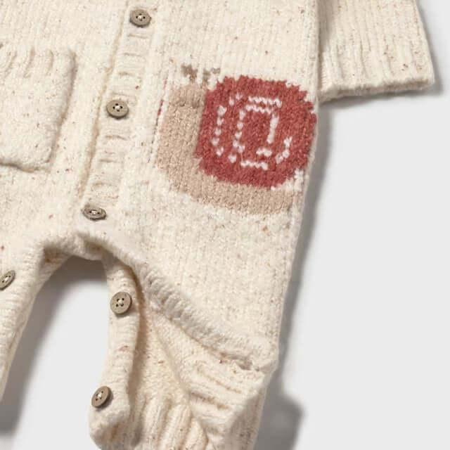 Natural theme cream tricot onesie with snail 1 month - 12 months