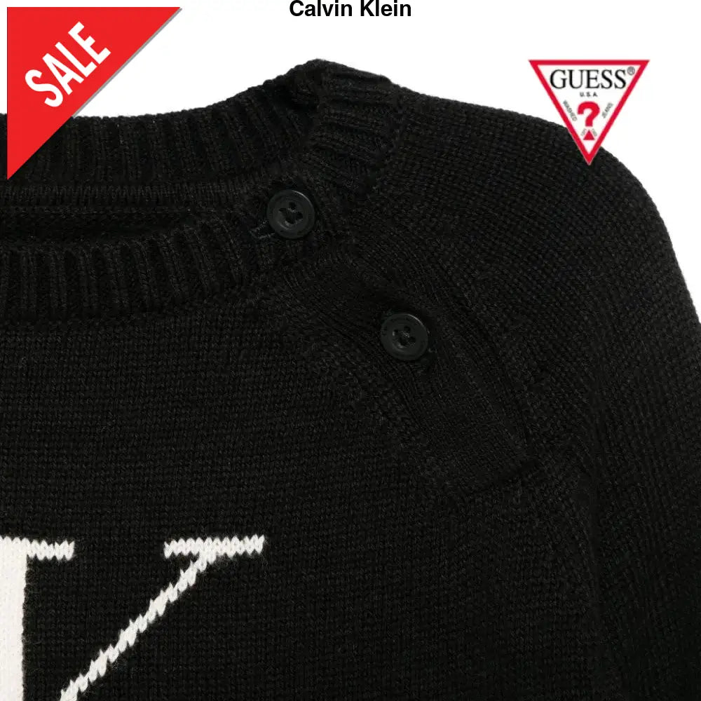 Maglioncino CALVIN KLEIN in cotone nero 3 mesi - 4anni Maglioncini