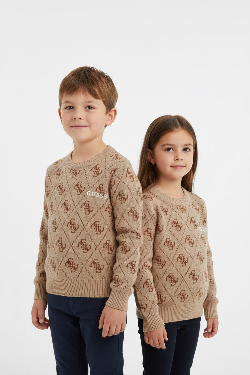GUESS beige sweater with logo from size 2 years to 7 years