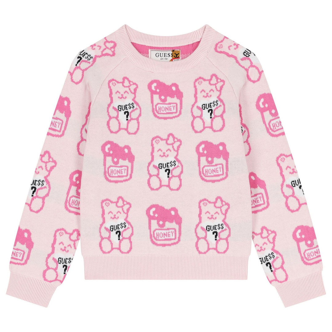 Maglioncino GUESS orsetto teddy rosa dalla taglia 2 anni alla 7 anni