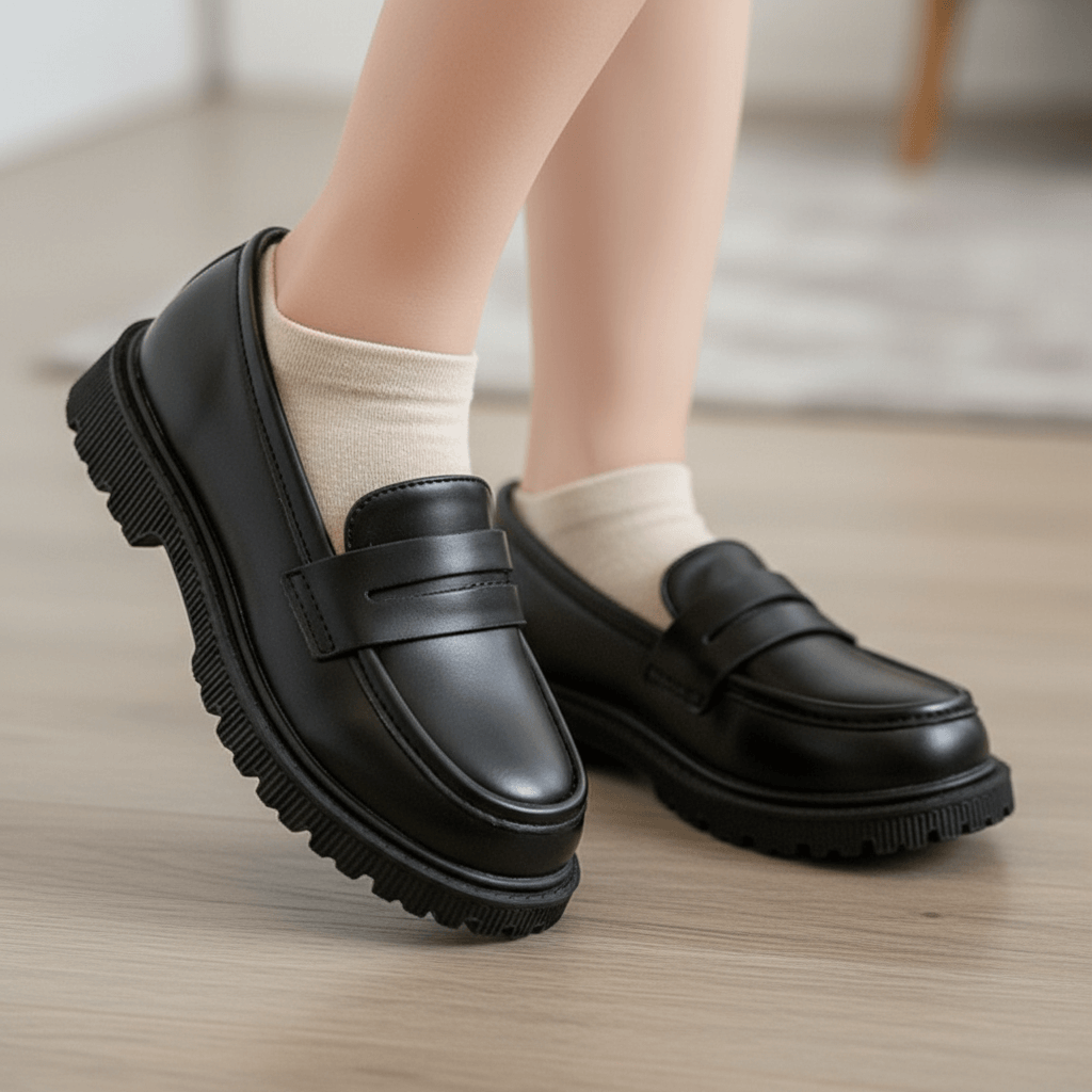 Mocassino nero bambina