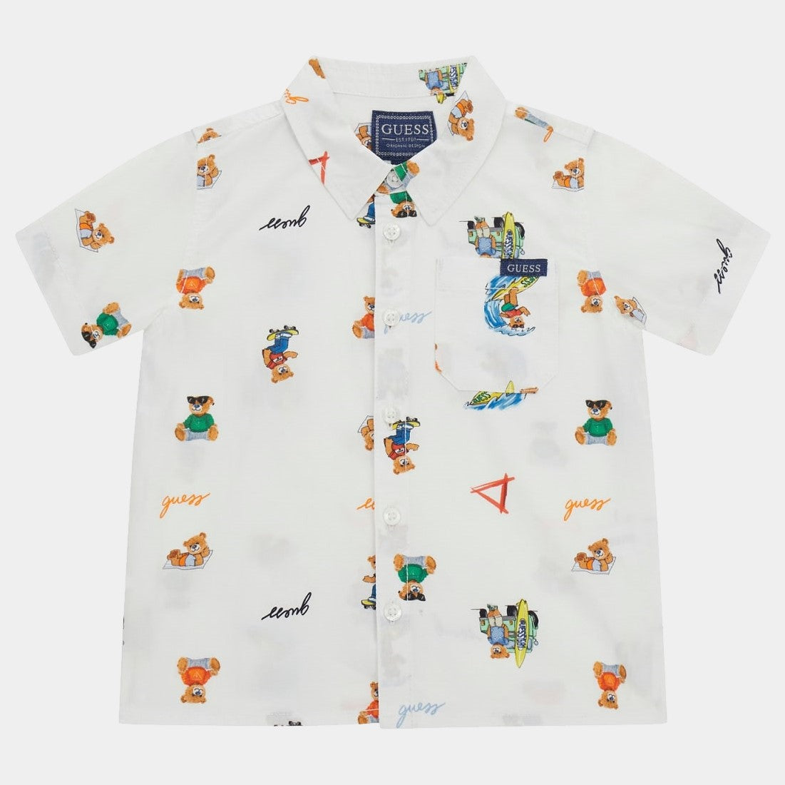 GUESS white shirt with teddy bears from 3-6 months to 7 years