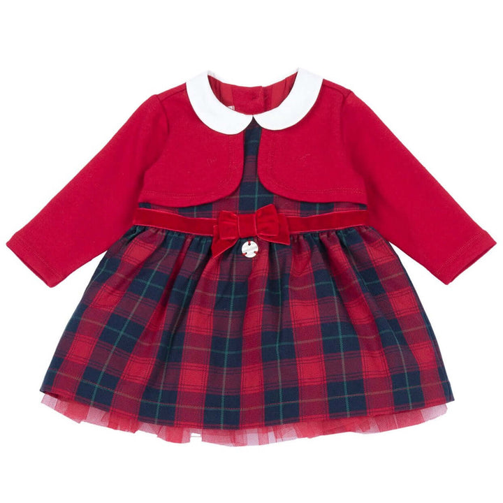 CHICCO Vestido navideño tartán rojo y azul 3 meses - 3 años