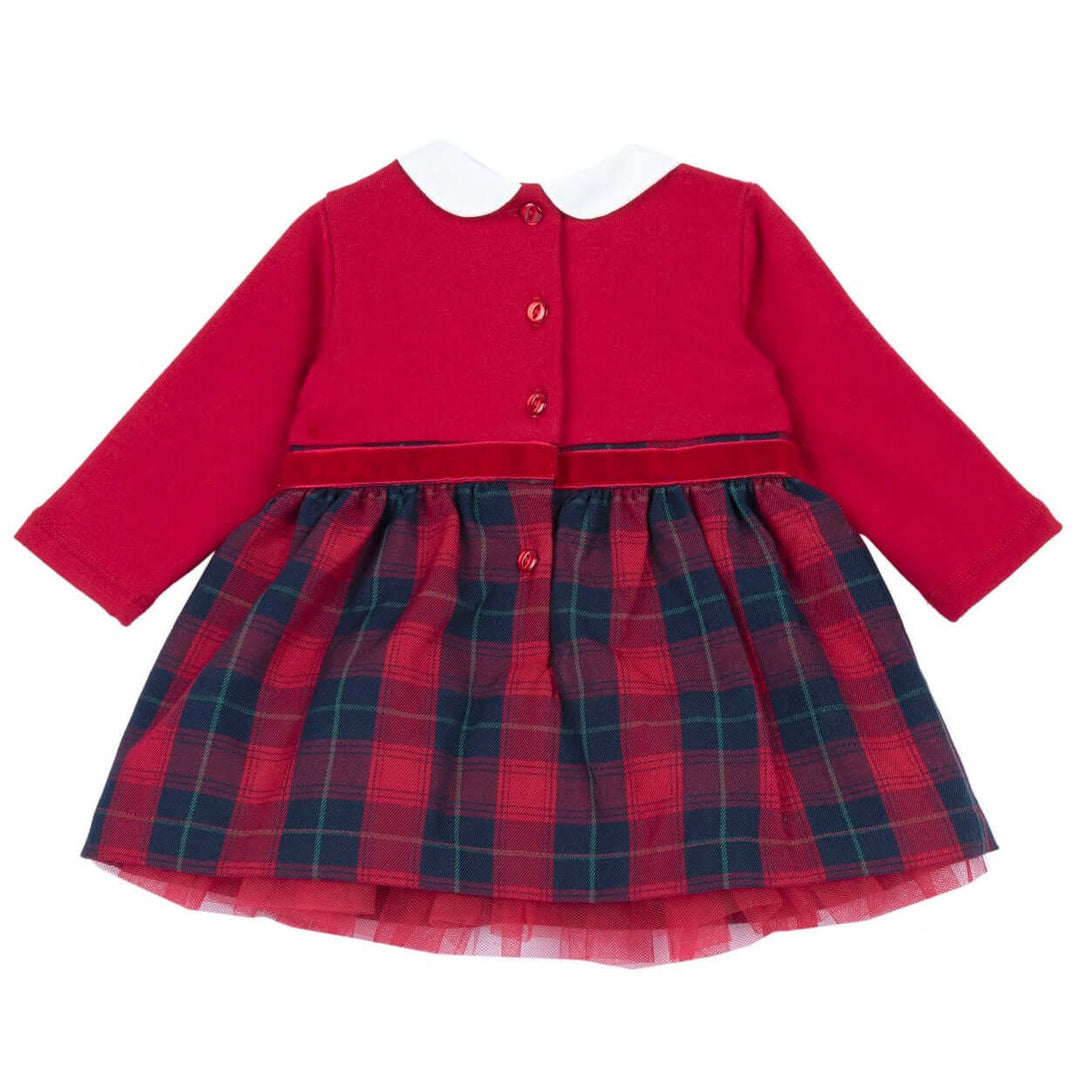 CHICCO Vestido navideño tartán rojo y azul 3 meses - 3 años