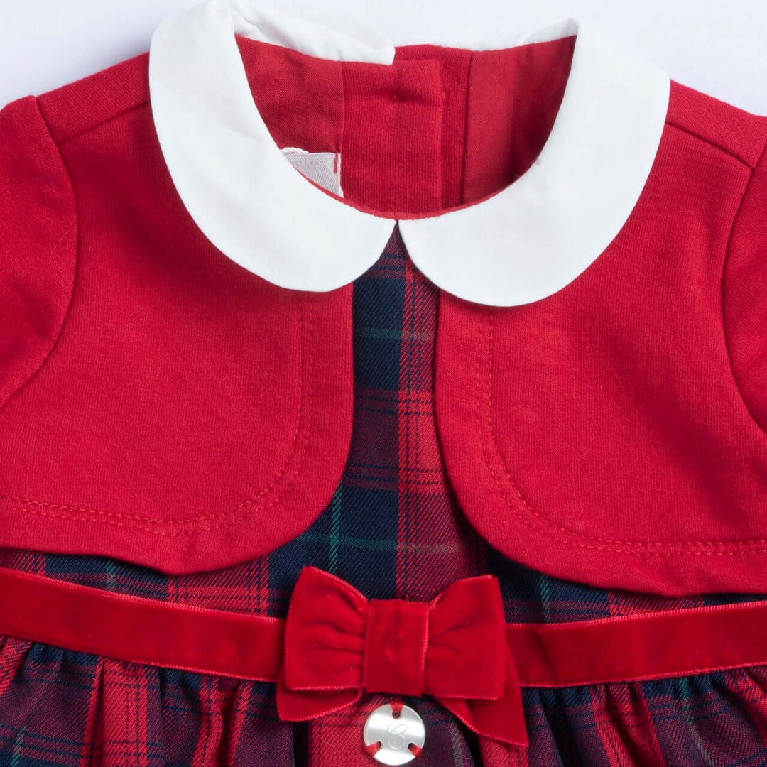 CHICCO Vestido navideño tartán rojo y azul 3 meses - 3 años