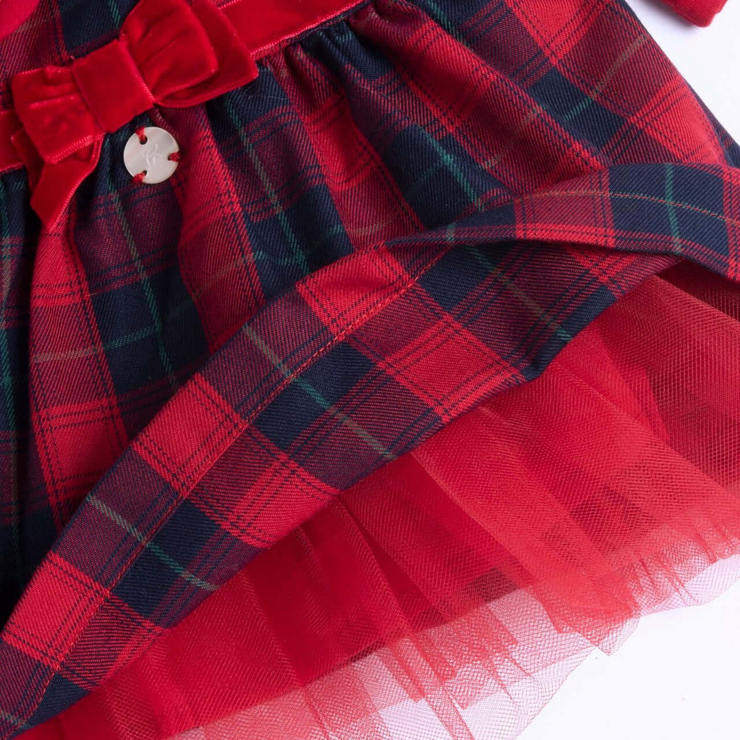 CHICCO Vestido navideño tartán rojo y azul 3 meses - 3 años