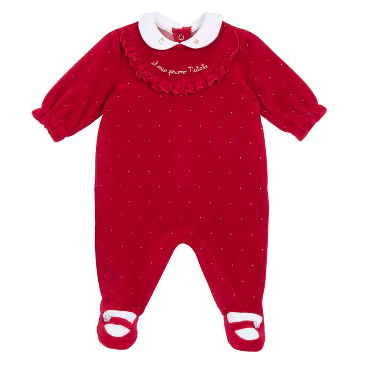 Macacão CHICCO meu primeiro Natal com bolinhas de chenille glitter