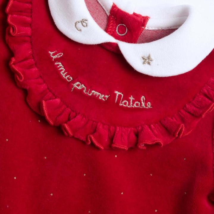 Macacão CHICCO meu primeiro Natal com bolinhas de chenille glitter