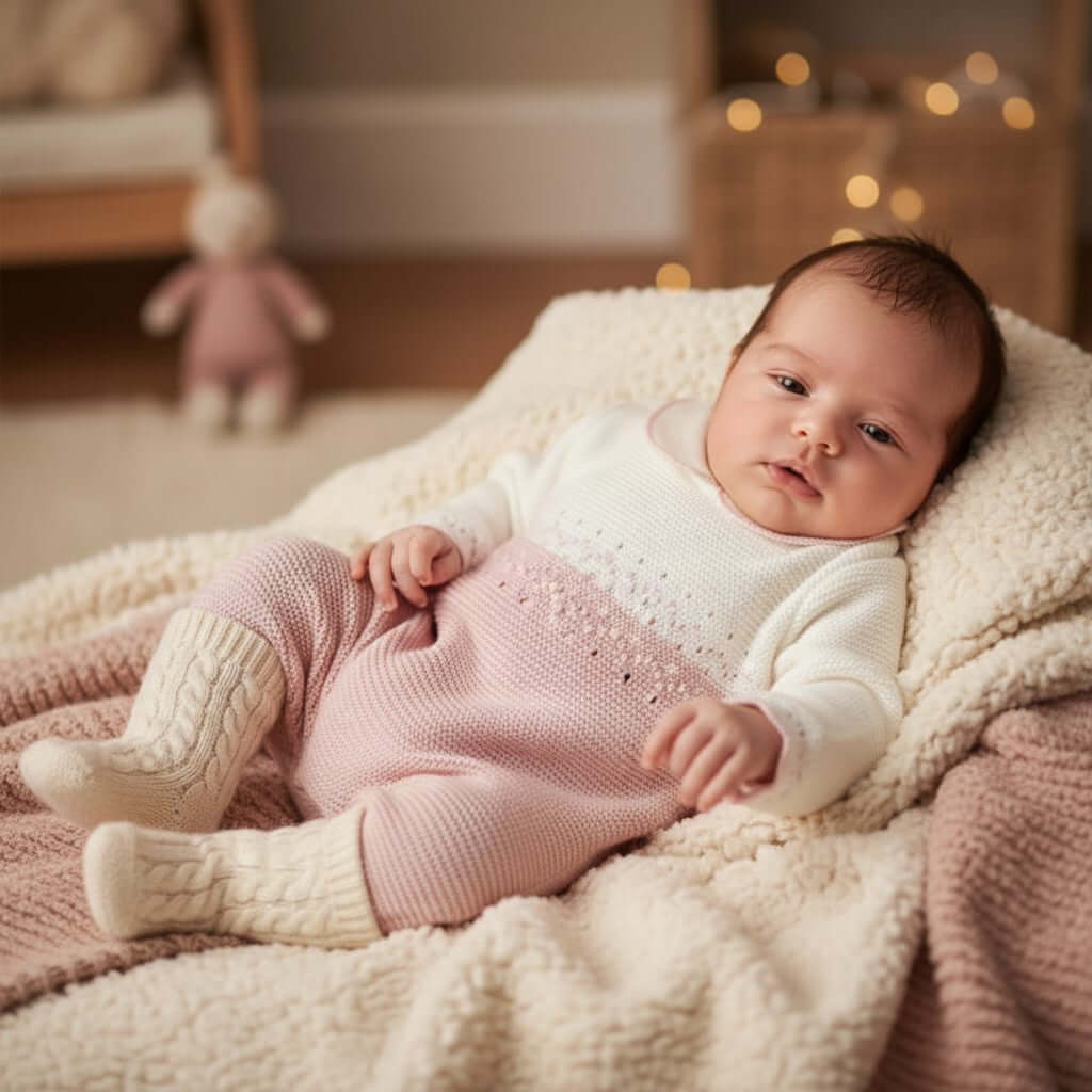 Tutina MAYORAL in tricot panna e rosa  0 mesi - 3 mesi