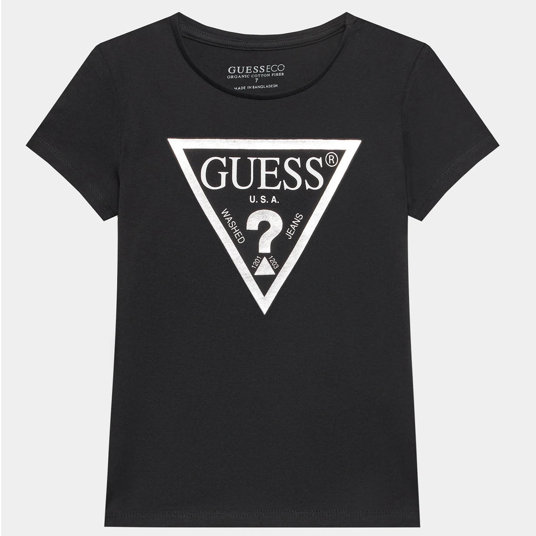 Camiseta GUESS negra con logo laminado 8 años - 16 años