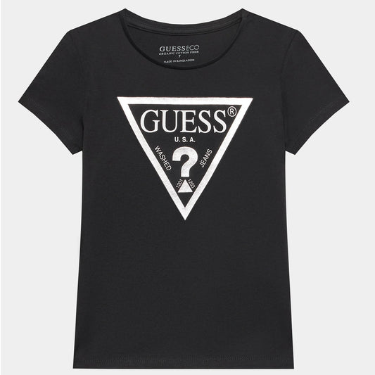 T-shirt GUESS nera logo laminato 8 anni - 16 anni