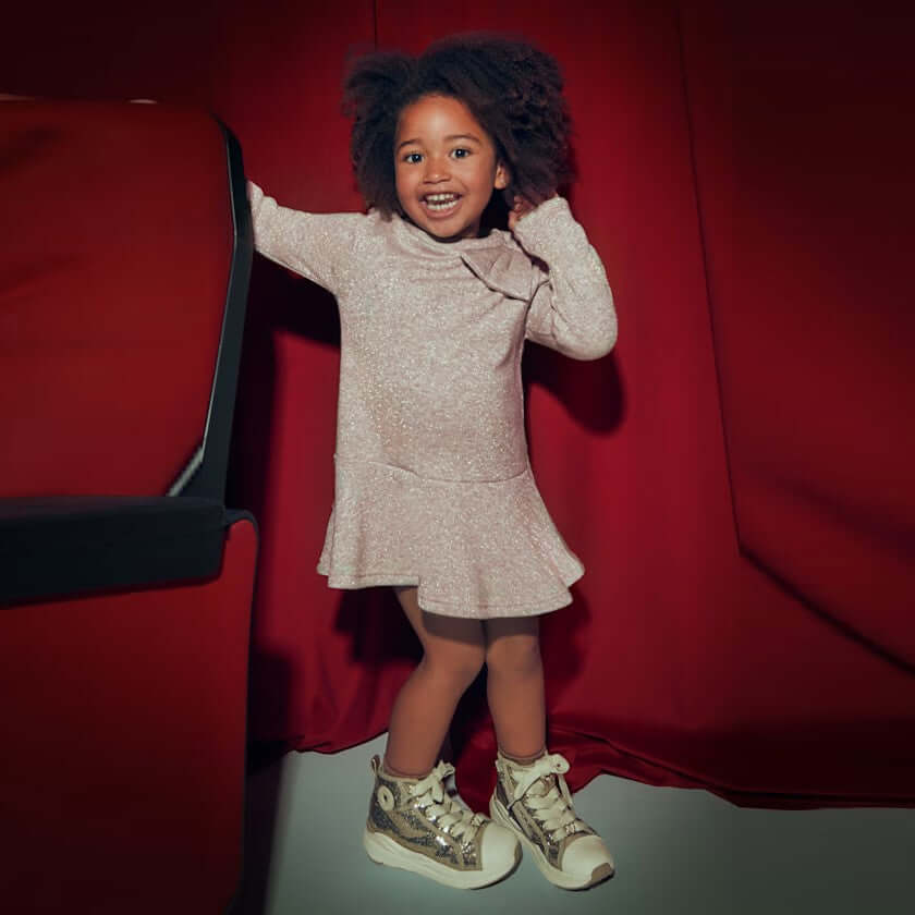 Abito MAYORAL in tricot laminato beige con fiocco 2 anni - 10 anni