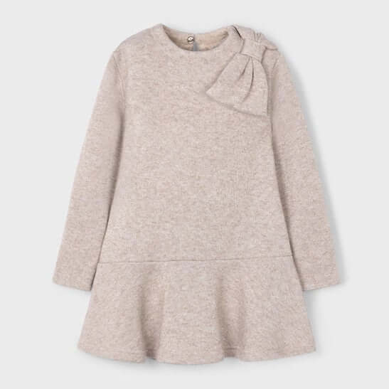 Abito MAYORAL in tricot laminato beige con fiocco 2 anni - 10 anni