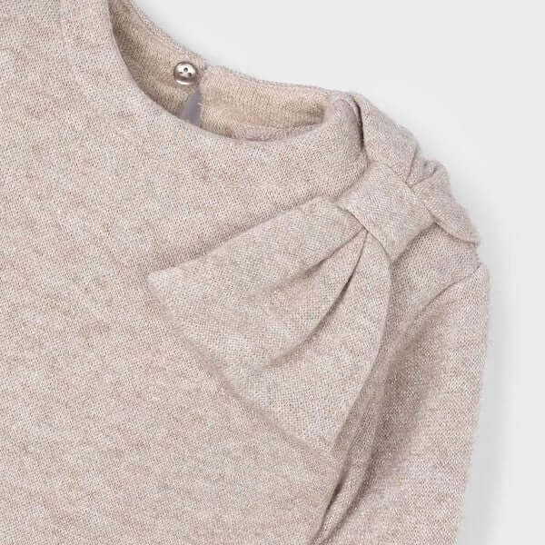 Abito MAYORAL in tricot laminato beige con fiocco 2 anni - 10 anni