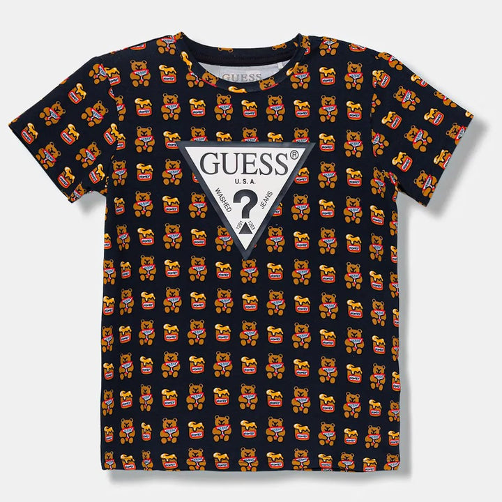 Blue GUESS t-shirt with logoed teddy bears 3 months - 7 years