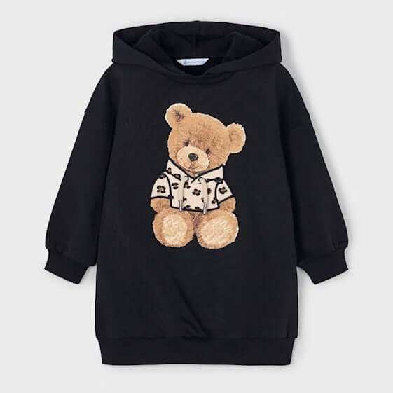 MAYORAL dress in black fleece with bear print 2 years - 10 years