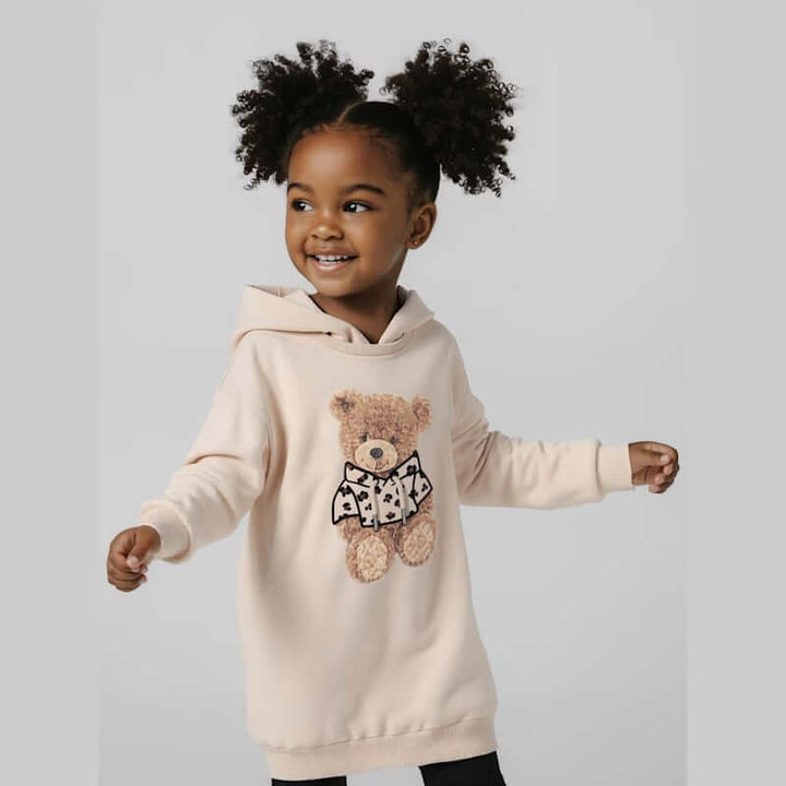 MAYORAL dress in beige fleece with bear print 2 years - 10 years