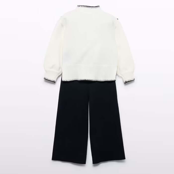 Completo ABEL & LULA maglioncino e pantalone palazzo panna e nero 6 anni - 14 anni