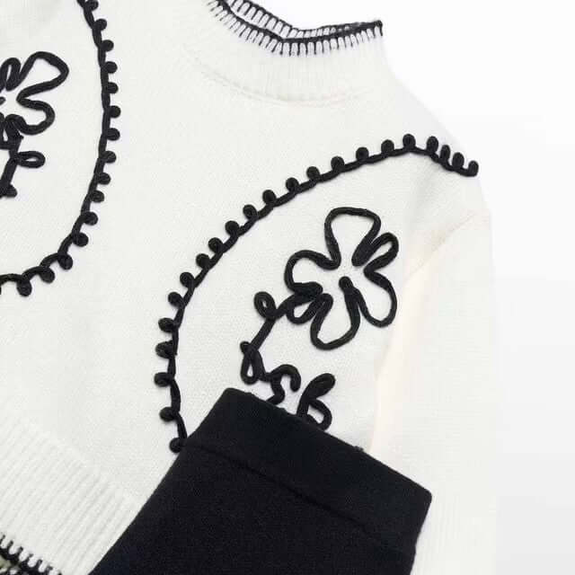 Completo ABEL & LULA maglioncino e pantalone palazzo panna e nero 6 anni - 14 anni