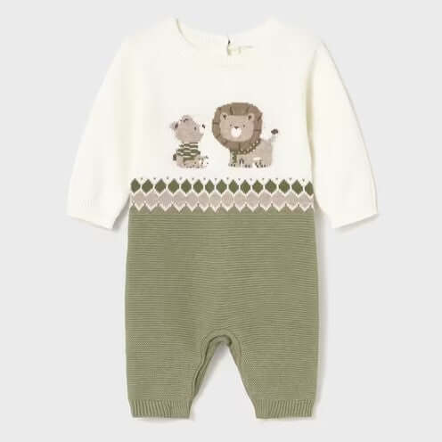 Pelele MAYORAL tricot crema y verde 1 mes - 18 meses
