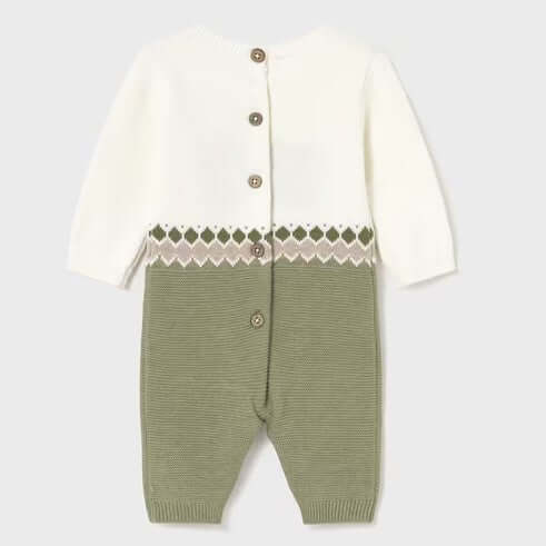 Pelele MAYORAL tricot crema y verde 1 mes - 18 meses