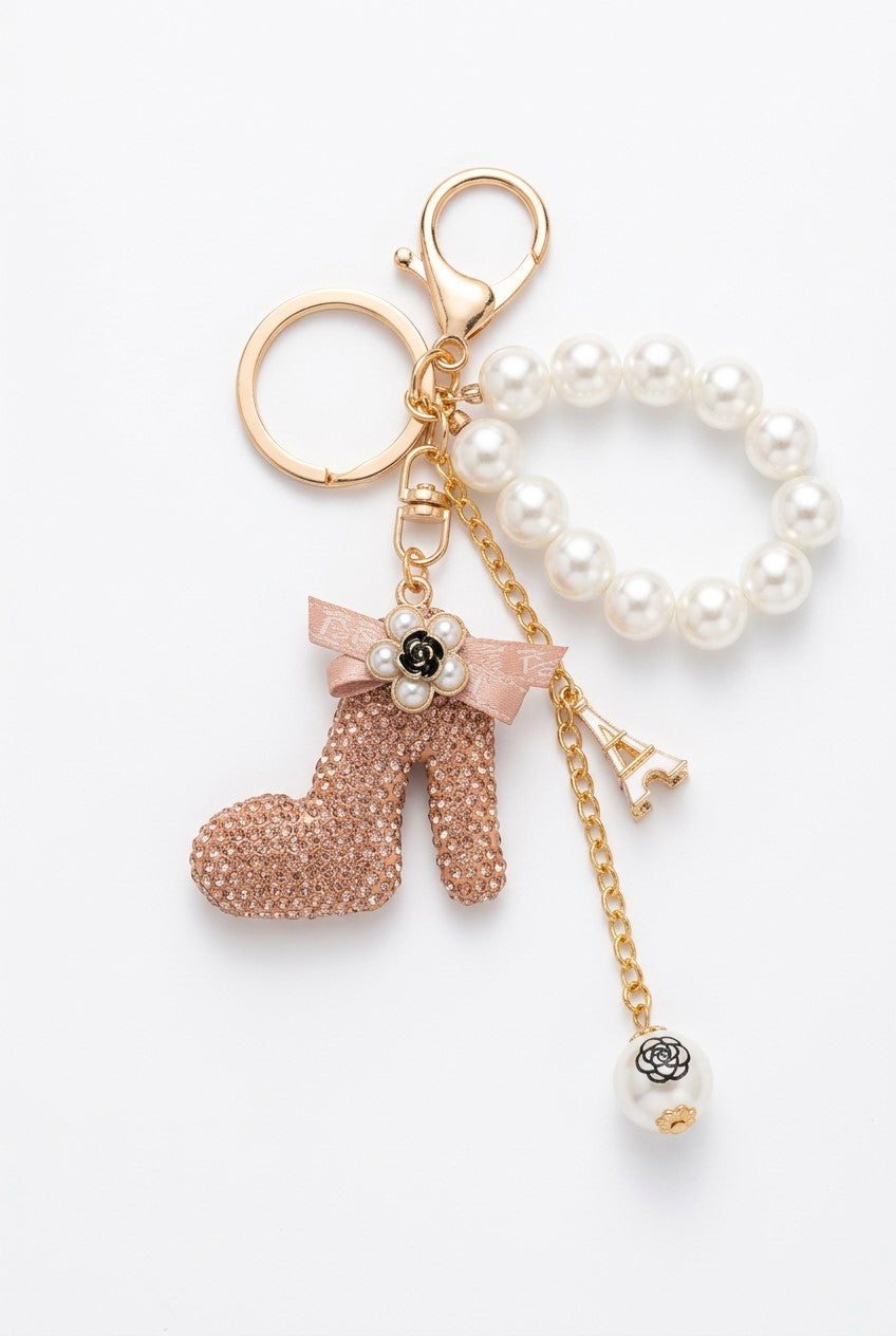Nude and gold Paris key ring Nude and gold Paris key ring2_ Key ring