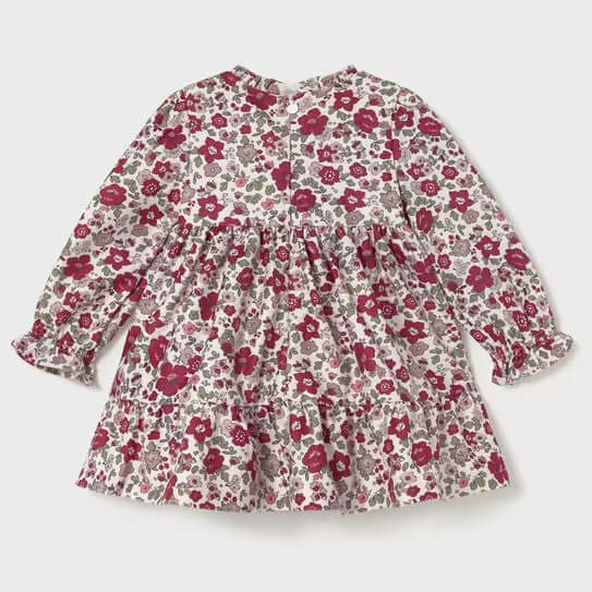 MAYORAL dress in printed velvet with smoke stitch 6 months - 4 years