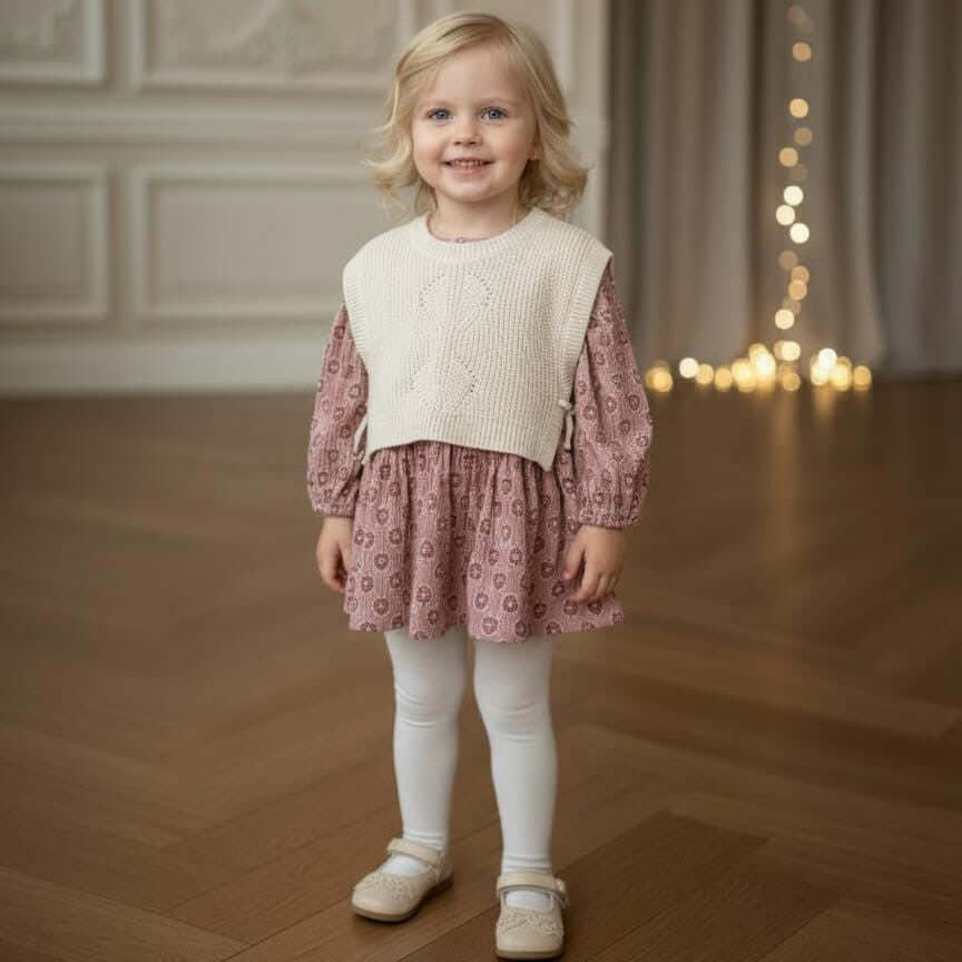 Vestido de prefeito completo com colete de camisa rosa e bege 6 meses - 4 anos