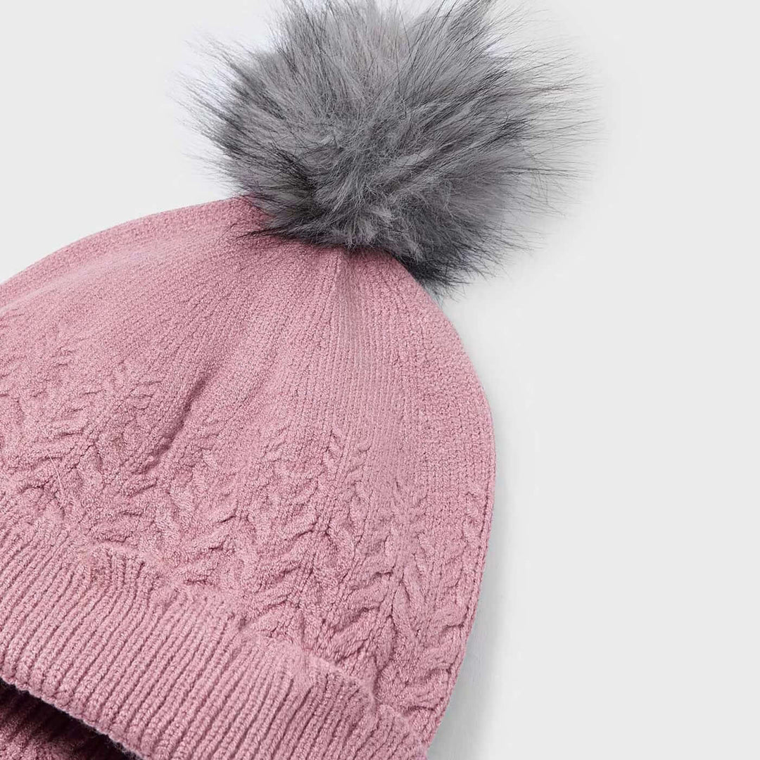 Chapéu MAYORAL pompom rosa cinza 4 anos - 10 anos