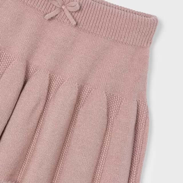 Gonna MAYORAL in maglia rosa 2 anni - 10 anni, plissettata con elastico e fiocco, colore rosa.