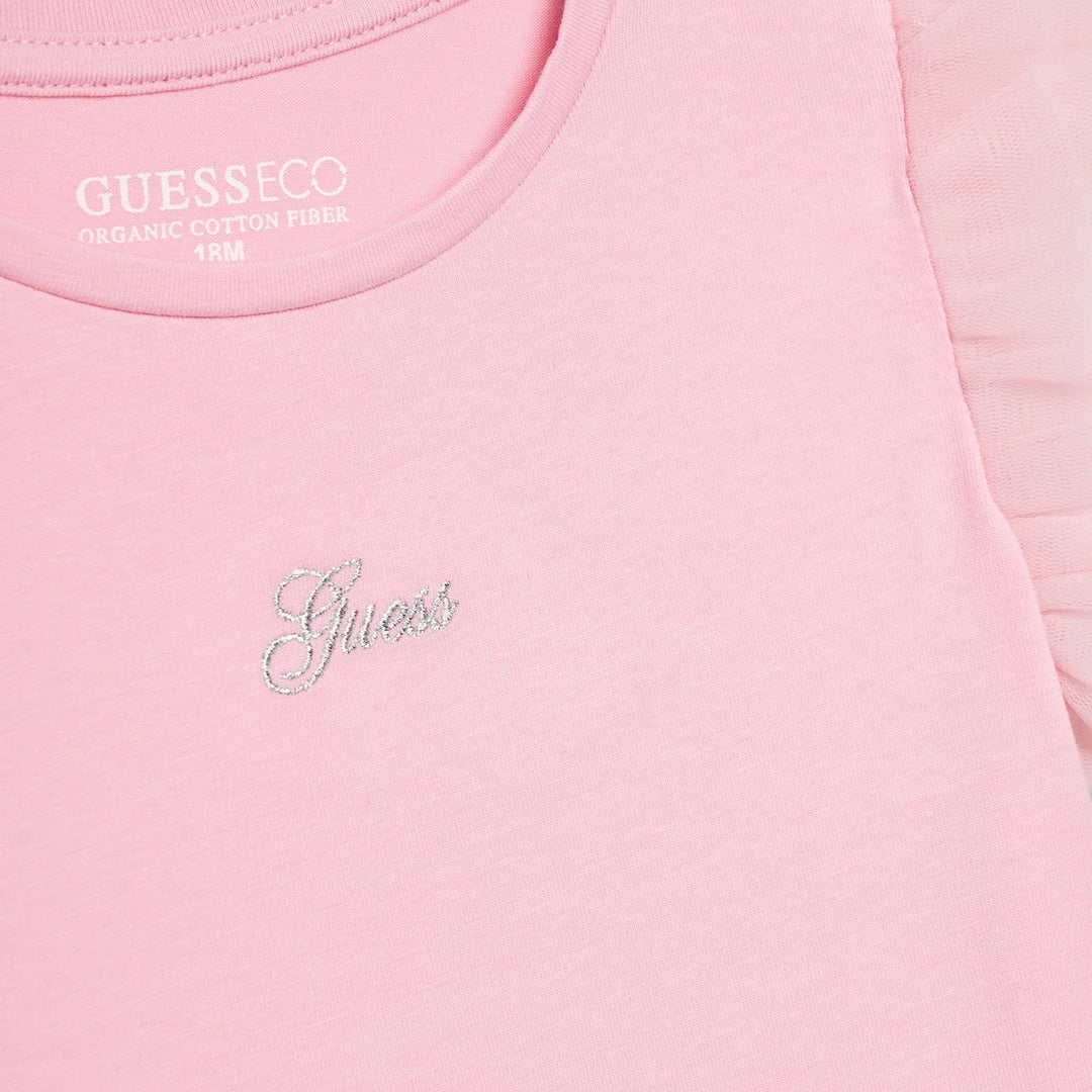 T-shirt GUESS rosa con maniche in tulle 2 anni - 7 anni