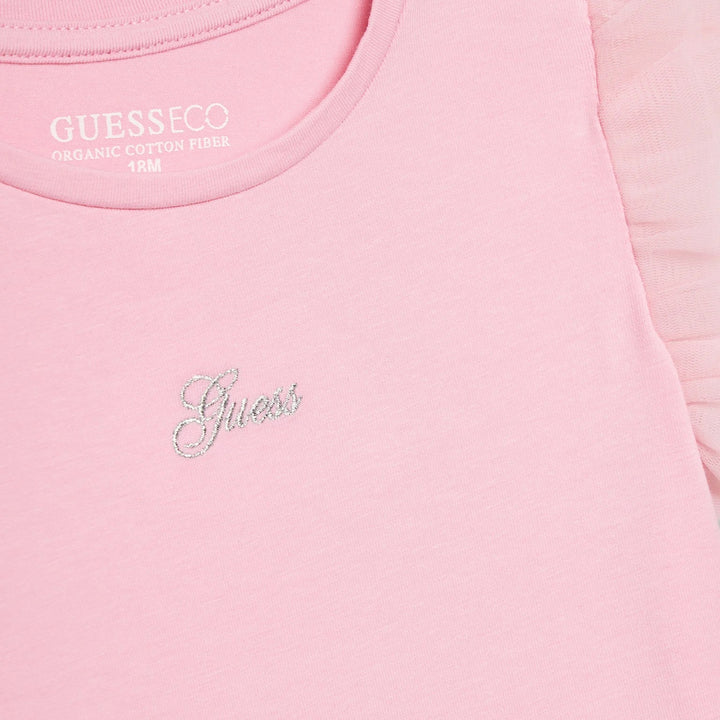 T-shirt GUESS rosa con maniche in tulle 2 anni - 7 anni