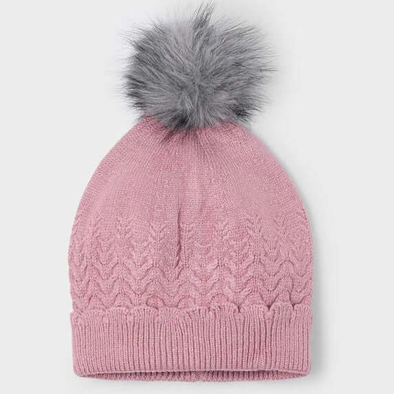 Chapéu MAYORAL pompom rosa cinza 4 anos - 10 anos